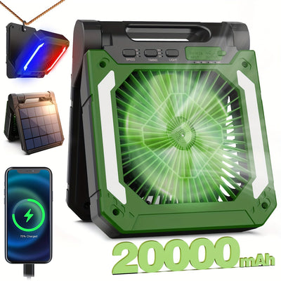 20000mAh Solar Camping Fan with LED Light - 3R Family Store