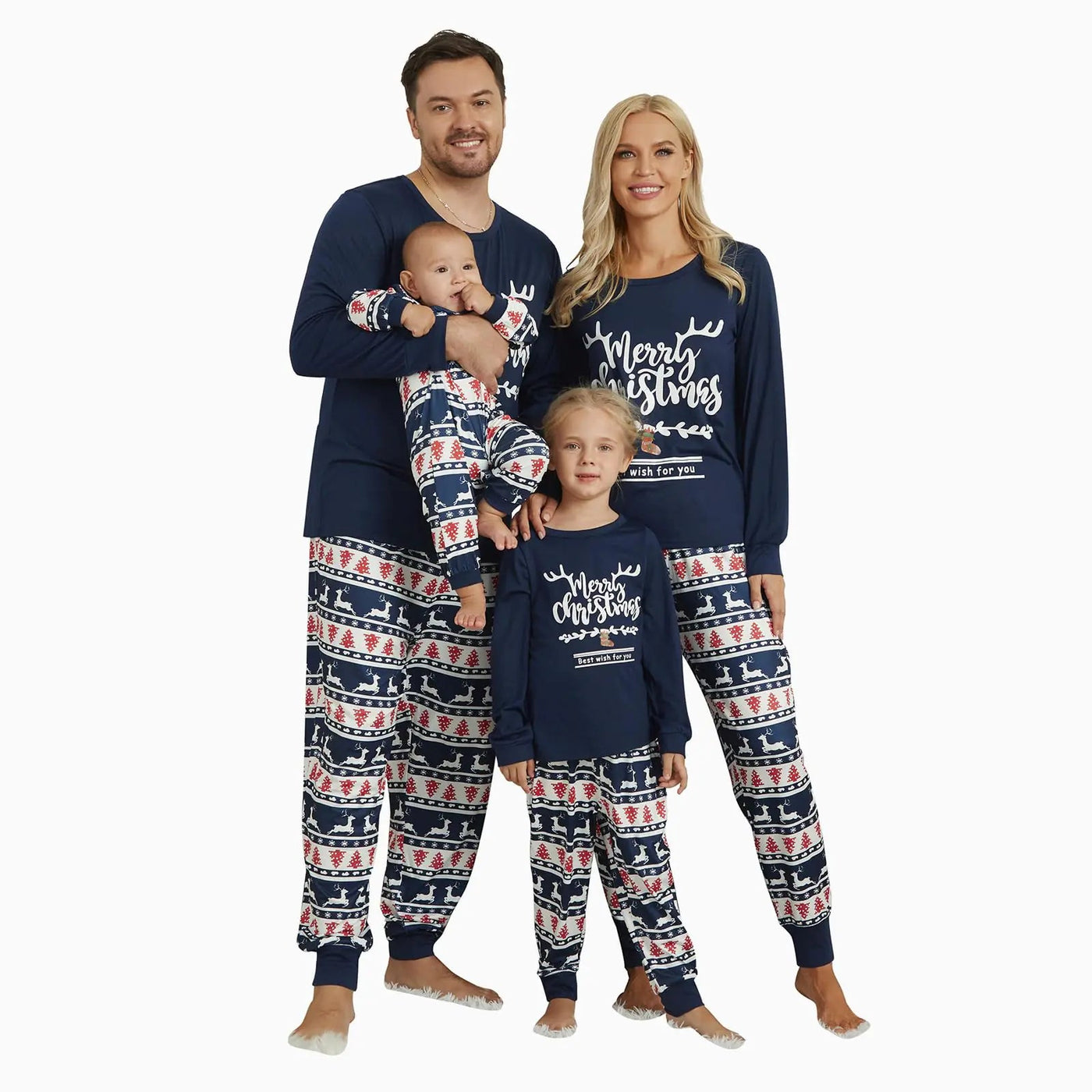 2024 Christmas Pajamas PJS for Family Matching Family Couple Xmas Christmas Pajamas PJS Matching Sets Christmas Pajamas Letters Print Men - 3R Family Store