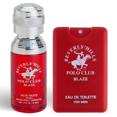 Beverly Hills Polo Club BHPC Mens Eau De Toilette Bonus Pack 1.7oz EDT + Bonus EDT Pocket Spray (Blaze) - 3R Family Store