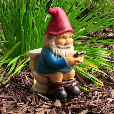 Cartoon Gnome Squat Toilet Resin Garden Sculpture - 3R Family Store