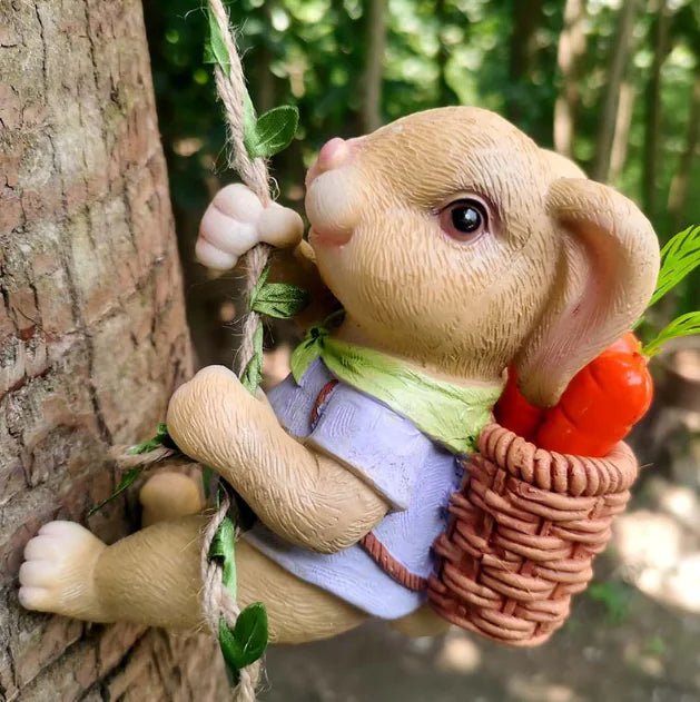 Garden Tree Pendant Bunny Climbing Ornament Sculpture - 3R Family Store