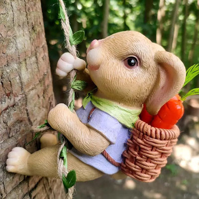 Garden Tree Pendant Bunny Climbing Ornament Sculpture - 3R Family Store