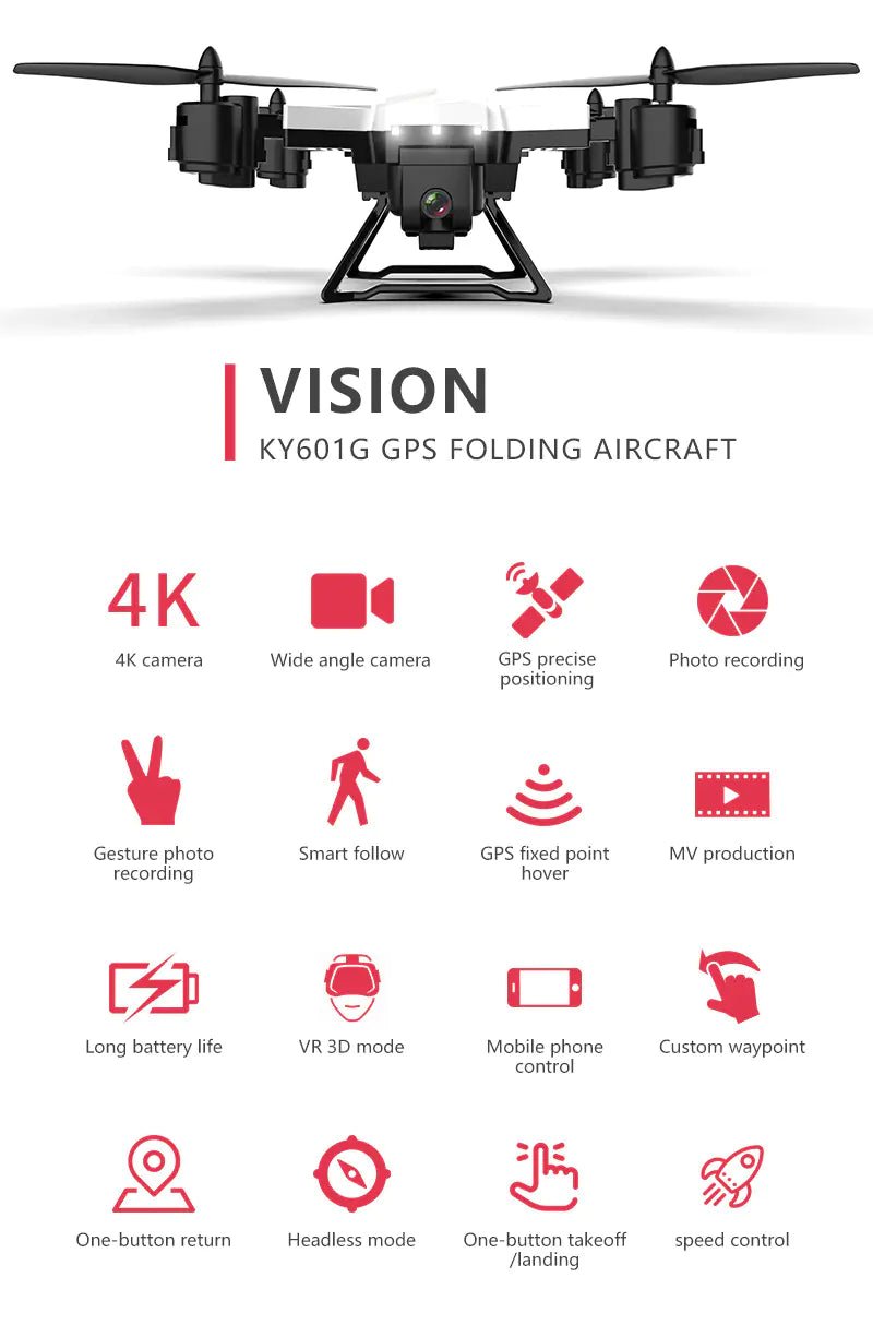 KY601G GPS Foldable 4K Drone with 5G Control - 3R Family Store