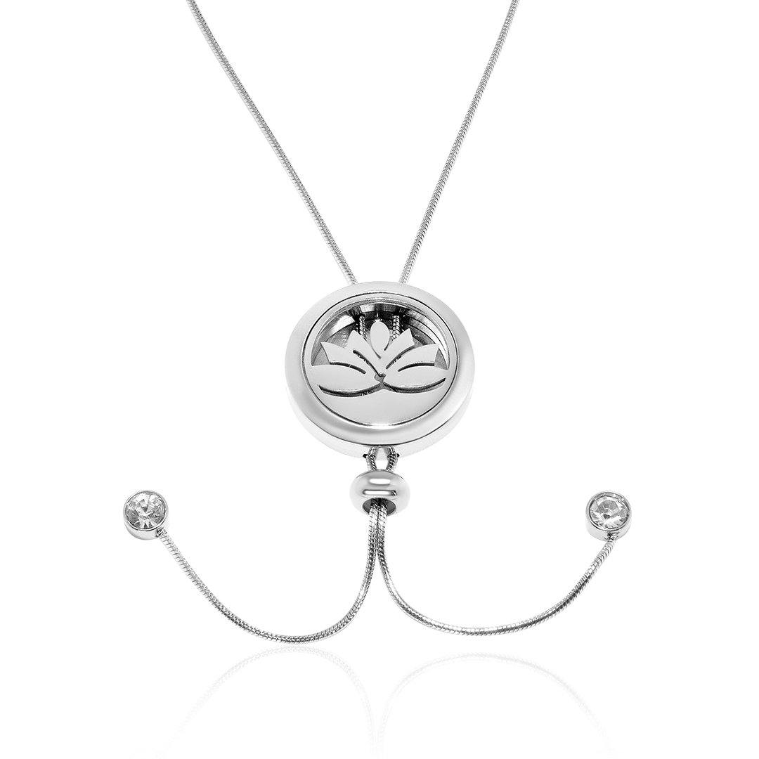 Lotus Pendant Necklace with adjustable snake chain FEP029SR - 3R Family Store