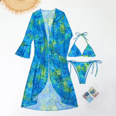 New Women's 3 - Piece Sexy Bikini Set with Cover - Up - 3R Family Store