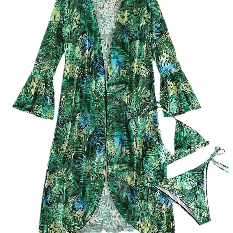 New Women's 3 - Piece Sexy Bikini Set with Cover - Up - 3R Family Store