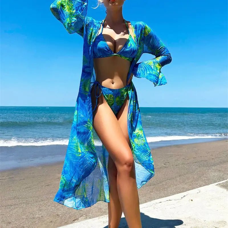 New Women's 3 - Piece Sexy Bikini Set with Cover - Up - 3R Family Store