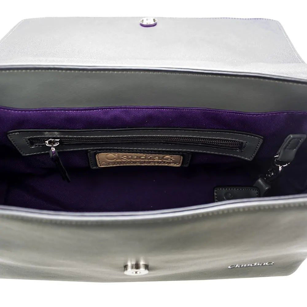 Simonetta Leather Handbag - Serenity / Charcoal - 3R Family Store