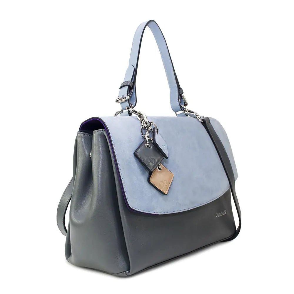 Simonetta Leather Handbag - Serenity / Charcoal - 3R Family Store