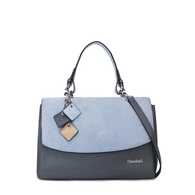 Simonetta Leather Handbag - Serenity / Charcoal - 3R Family Store