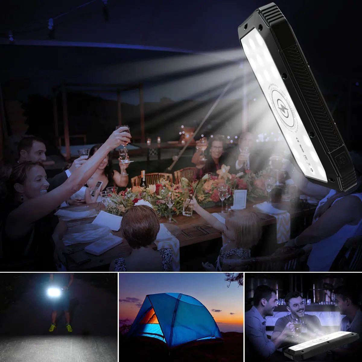 Sun Chaser Mini Solar Powered Wireless Phone Charger 10,000 mAh With LED Flood Light - 3R Family Store