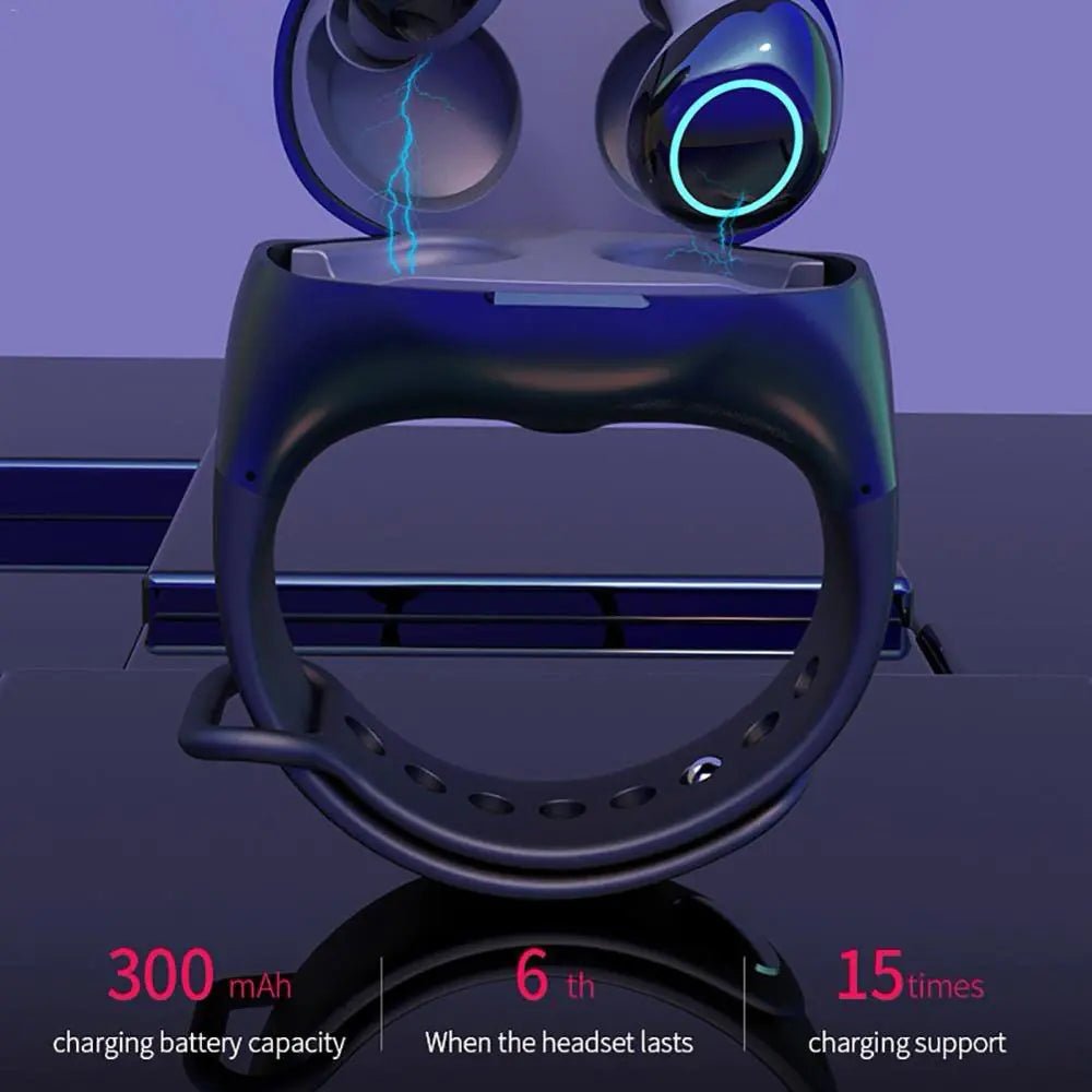 TWS Bluetooth Earbuds with Charging Wristband Case - 3R Family Store
