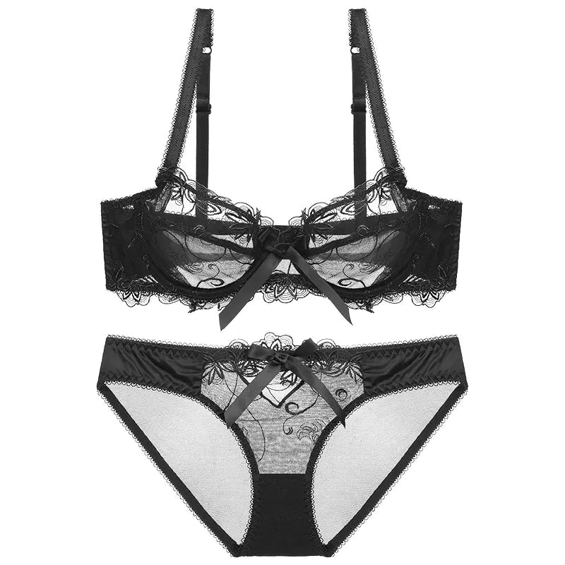 Ultra - Thin Plus Size Lace Bra and Underwear Set - 3R Family Store