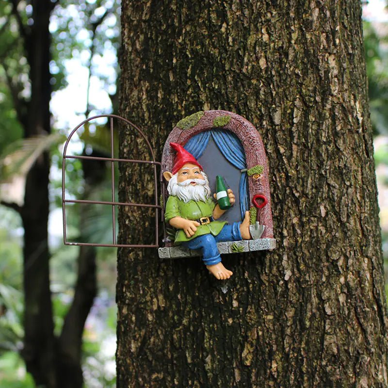 Whimsical Elf Tree Hugger Garden Sculpture Decoration - 3R Family Store