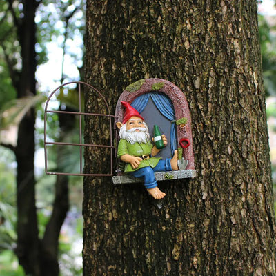 Whimsical Elf Tree Hugger Garden Sculpture Decoration - 3R Family Store
