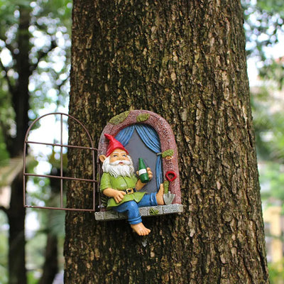 Whimsical Elf Tree Hugger Garden Sculpture Decoration - 3R Family Store