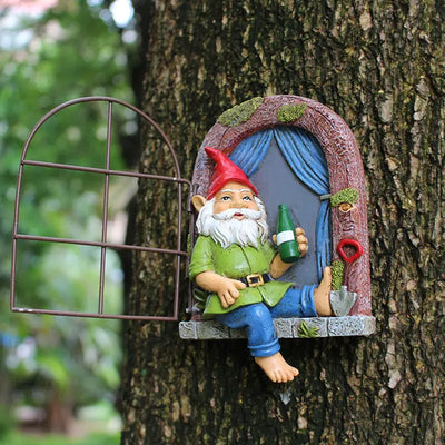 Whimsical Elf Tree Hugger Garden Sculpture Decoration - 3R Family Store