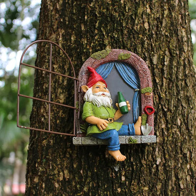 Whimsical Elf Tree Hugger Garden Sculpture Decoration - 3R Family Store