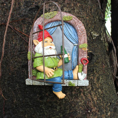Whimsical Elf Tree Hugger Garden Sculpture Decoration - 3R Family Store