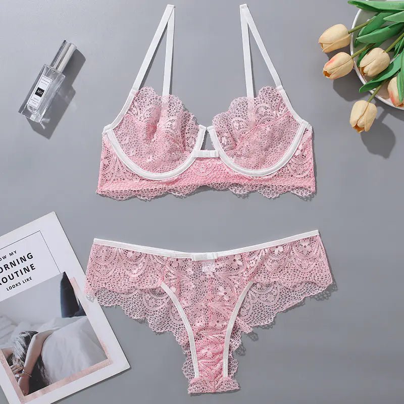 Women's Sexy Lace Contrast Shaping Underwear Set - 3R Family Store