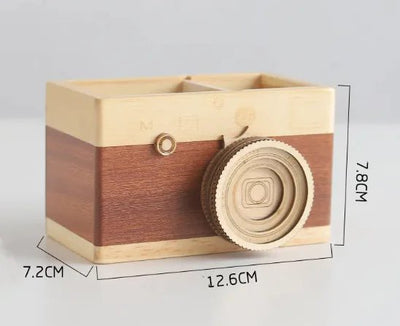 Wooden Camera Pen Holder - 3R Family Store