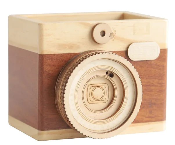Wooden Camera Pen Holder - 3R Family Store