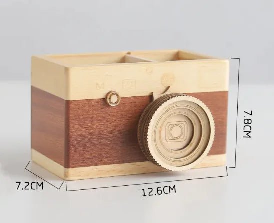 Wooden Camera Pen Holder - 3R Family Store