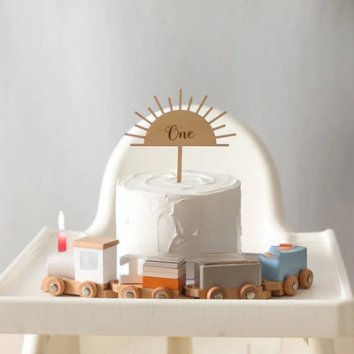 Wooden Children's Birthday Train Toy for Milestones - 3R Family Store