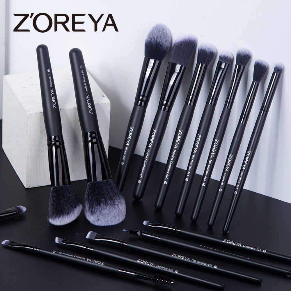 ZOREYA 15 - Piece Makeup Brush Set with Black Handles - 3R Family Store